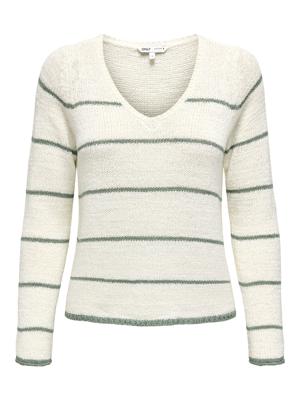 Only Onlgeena L/s V-neck Knt Noos Trui Cloud Dancer W. Lily Pad