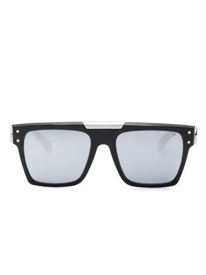 Philipp Plein Eyewear lunettes de soleil carrées à plaque logo - Noir