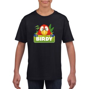 T-shirt zwart voor kinderen met Birdy de papegaai