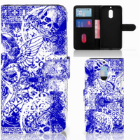 Telefoonhoesje met Naam Nokia 6 Angel Skull Blauw - thumbnail