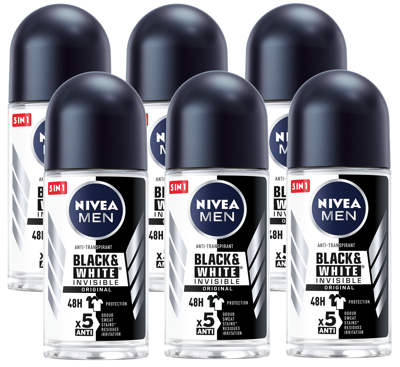 Nivea Men Black & White Invisible Original Roll-on Voordeelverpakking