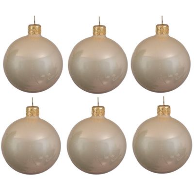 36x Licht parel/champagne glazen kerstballen 6 cm glans