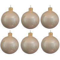 36x Licht parel/champagne glazen kerstballen 6 cm glans