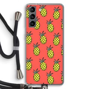Ananas: Samsung Galaxy S21 Transparant Hoesje met koord