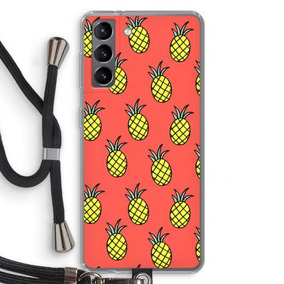 Ananas: Samsung Galaxy S21 Transparant Hoesje met koord