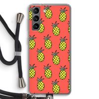 Ananas: Samsung Galaxy S21 Transparant Hoesje met koord