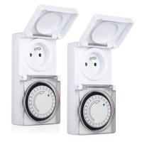 Programmeerbare Tijdklok - 2x - 24-uurs - IP44 - tijdschakelaar stekkerdoos - voor binnen/buiten
