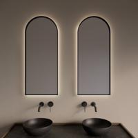 Badkamerspiegel Gliss Design Delta | 40x100 cm | Indirecte LED verlichting | Bewegingssensor | Met spiegelverwarming | Mat zwart Badkamerspiegel Gliss Design Delta | 40x100 cm | Indirecte LED verlichting | Bewegingssensor | Met spiegelverwarming | Mat zwart