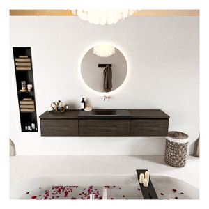 Mondiaz Bukla 200cm badmeubel met module 60 kleur dark brown met 3 lades en wastafel midden zonder kraangat kleur urban