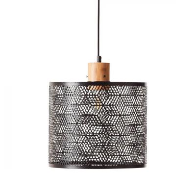 Brilliant HanglampSanty 29cm zwart met hout - 99395/76