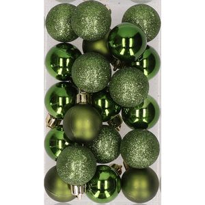 20x stuks kunststof kerstballen dennengroen 3 cm mat/glans/glitter - Kerstbal