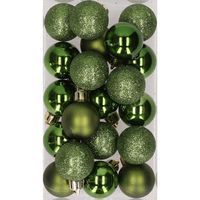 20x stuks kunststof kerstballen dennengroen 3 cm mat/glans/glitter - Kerstbal - thumbnail