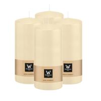 Cilinderkaars/stompkaars - 4x - creme wit - 15 x 7 cm - 63 branduren