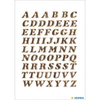 Stickervelletjes met 61x stuks plak letters alfabet A tot Z goud/folie 8 mm   -