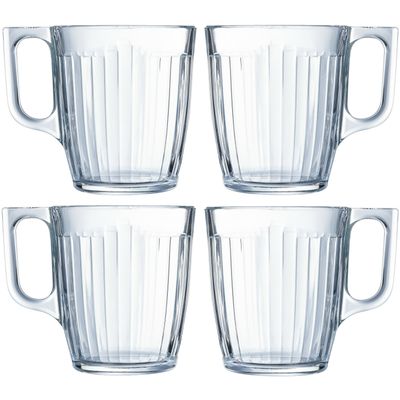 Luminarc Theeglazen Leeds - 36x - transparant bewerkt glas - 8 x 9 cm - 250 ml