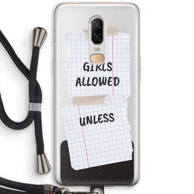 No Girls Allowed Unless: OnePlus 6 Transparant Hoesje met koord
