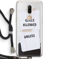 No Girls Allowed Unless: OnePlus 6 Transparant Hoesje met koord