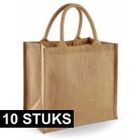 10x Jute boodschappentassen/shoppers 30 x 30 x 19 cm