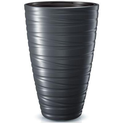 Plantenpot/bloempot Amazing - buiten/binnen - kunststof - antraciet - D37 x H58 cm