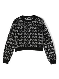 Balmain Kids pull à logo en intarsia - Noir