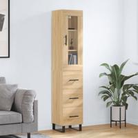 Hoge kast 34,5x34x180 cm bewerkt hout sonoma eikenkleurig