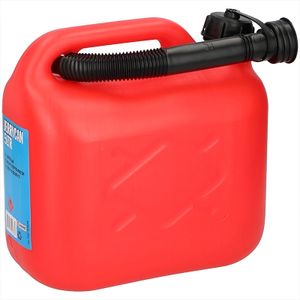 Jerrycan 5 liter met schenktuit rood voor benzine / diesel   -