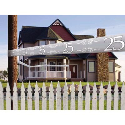 3x stuks 25 jaar jubileum markeerlinten zilver van 15 meter p/st