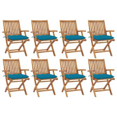 Tuinstoelen 8 st inklapbaar met kussens massief teakhout