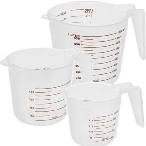 Cuisine Elegance Maatbekers - 3x - set - kunststof - 250 - 500 - 1000 ml