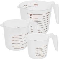 Cuisine Elegance Maatbekers - 3x - set - kunststof - 250 - 500 - 1000 ml