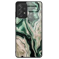 Samsung Galaxy A52 glazen hardcase - Green waves