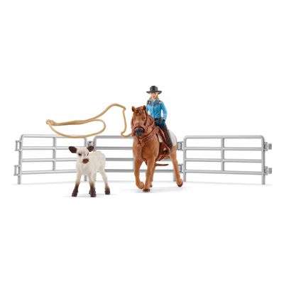 Schleich farm world team roping met cowgirl 42577