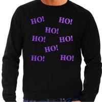 Foute Kersttrui/sweater voor heren - hohohohoho - zwart - glitter paars - Kerstfeest - thumbnail