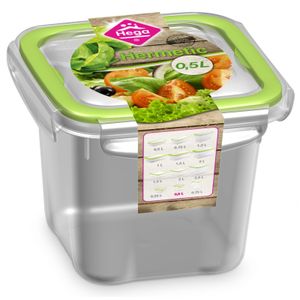 2x Voorraad/vershoudbakjes 0,5 liter transparant/groen plastic