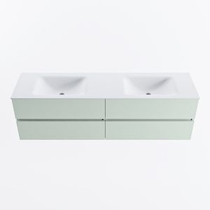 MONDIAZ VICA 170cm badmeubel onderkast Greey 4 lades. Wastafel CLOUD dubbel 2 kraangaten, kleur Talc.
