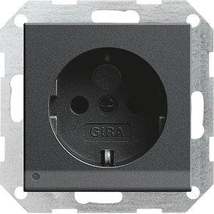 Gira stopcontact met witte LED verlichting kinderveilig antraciet