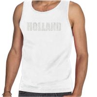 Glitter Holland tanktop wit rhinestone steentjes voor heren Nederland supporter EK/ WK