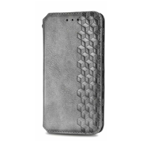 iPhone 16 Plus hoesje - Bookcase - Pasjeshouder - Portemonnee - Diamantpatroon - Kunstleer - Grijs