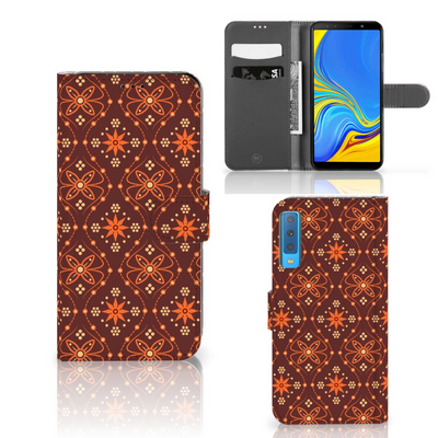 Samsung Galaxy A7 (2018) Telefoon Hoesje Batik Brown Samsung Galaxy A7 (2018) Telefoon Hoesje Batik Brown