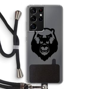 Angry Bear (black): Samsung Galaxy S21 Ultra Transparant Hoesje met koord
