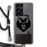 Angry Bear (black): Samsung Galaxy S21 Ultra Transparant Hoesje met koord