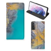 Samsung Galaxy S21 Plus | Standcase | Marble Blue Gold