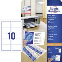 Avery-Zweckform C32010-25 Bedrukbare visitekaarten 85 x 54 mm Wit 250 stuk(s) Papierformaat: DIN A4