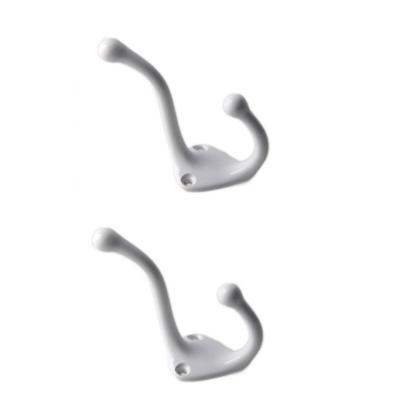 Kapstokhaken - 4x stuks - wit - enkele haak - aluminium - 7,5 x 3,2 cm - garderobe haken