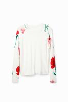 Trui aquarel bloemen - WHITE - L