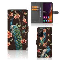 Samsung Galaxy Note20 Ultra | Telefoonhoesje | Met pasjeshouder | Pauw met Bloemen