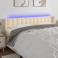 Hoofdbord LED 163x16x78/88 cm stof crèmekleurig