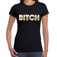 Bitch fun tekst t-shirt zwart voor dames - thumbnail