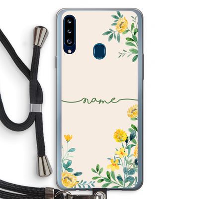 Gele bloemen: Samsung Galaxy A20s Transparant Hoesje met koord