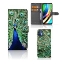 Motorola Moto G9 Plus | Telefoonhoesje | Met pasjeshouder | Pauw